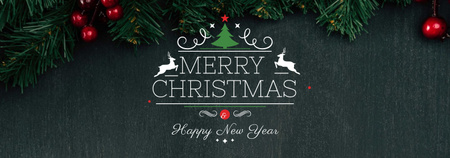 Plantilla de diseño de Christmas greeting Fir Tree Branches Tumblr 