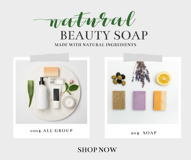 Plantilla de diseño de Beauty Soap from Natural Ingredients Facebook 