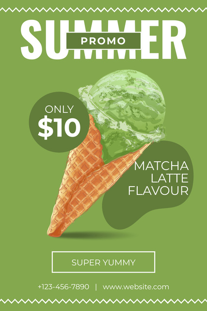 Ontwerpsjabloon van Pinterest van Summer Promo of Ice-Cream on Green