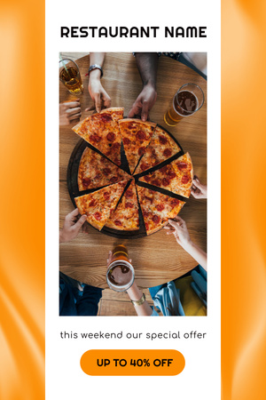 Bir Restoranın Pizzada İndirimli Özel Fırsatı Pinterest Tasarım Şablonu