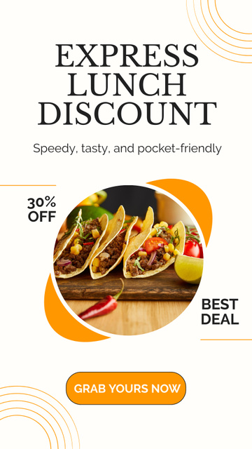 Template di design Express Lunch Discounts Ad with Tasty Tacos Instagram Story