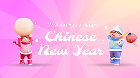 Happy Chinese New Year Salutations And Wishes FB event cover Design Template