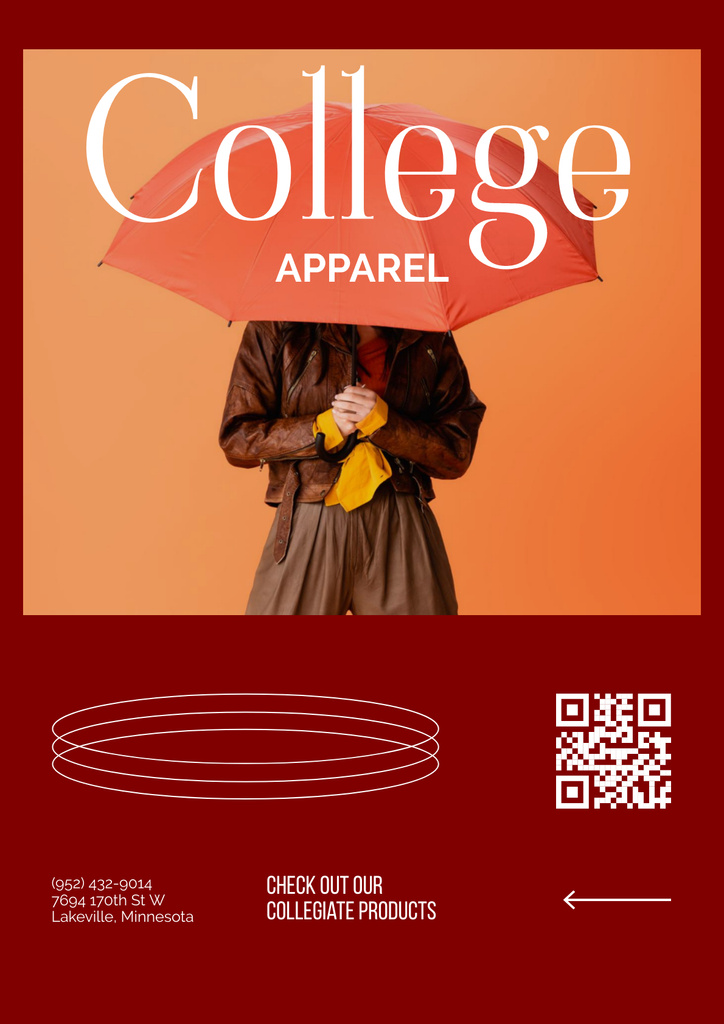 Modèle de visuel College Apparel and Merchandise Ad with Stylish Umbrella - Poster