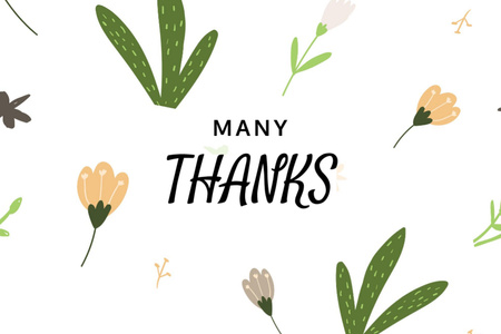 Thankful Phrase With Illustrated Flowers In White Postcard 4x6in Design Template