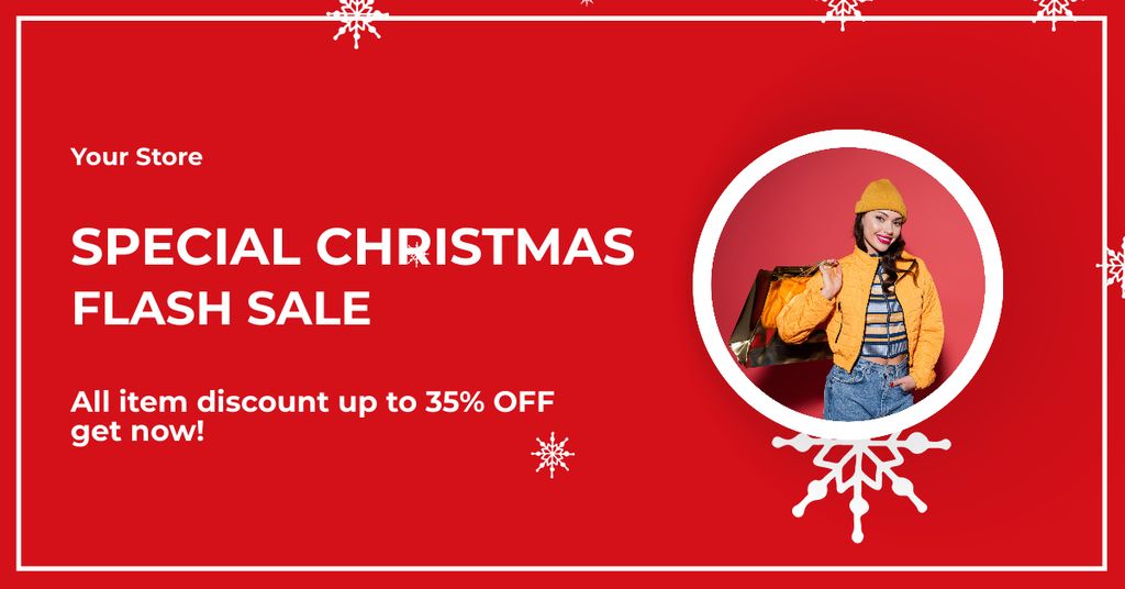 Template di design Special Christmas Flash Sale Red Facebook AD