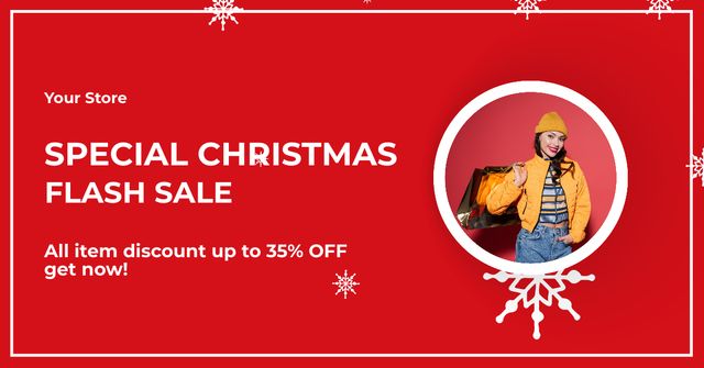 Special Christmas Flash Sale Red Facebook AD Design Template