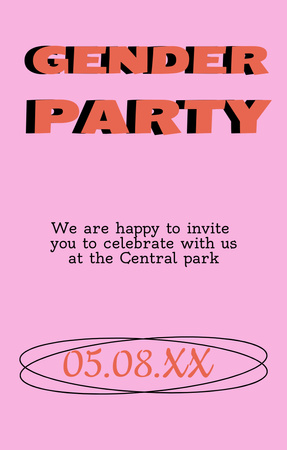 Gender Party Bright Announcement Invitation 4.6x7.2inデザインテンプレート