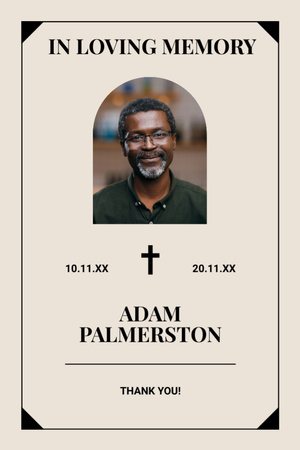 Memorial Card with Man Photo Postcard 4x6in Vertical Design Template