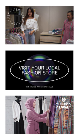 Plantilla de diseño de Local Fashion Store With Patterned Clothes Promotion Instagram Video Story 