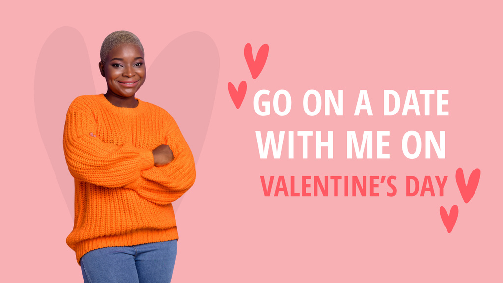 Invitation to Valentine's Day date with African American Youtube Thumbnail Design Template