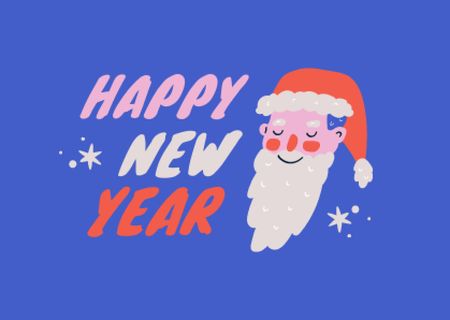 New Year Greeting with Cute Santa Card Design Template