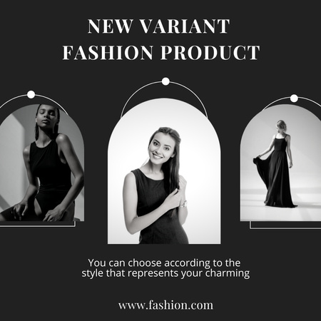 Young Women in Stylish Black Dresses Instagram Design Template
