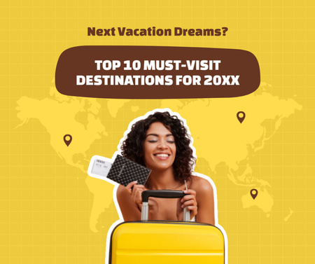 Top Tourist Destinations On Social Media Facebook Design Template