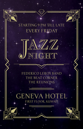 Jazz Night Invitation on Night Sky Flyer 5.5x8.5in Design Template