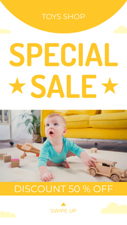 Ontwerpsjabloon van Instagram Video Story van Speciale verkoopaankondiging met schattige kleine baby