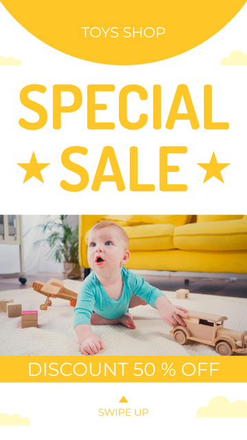 Special Sale Announcement with Cute Little Baby Instagram Video Story Modelo de Design