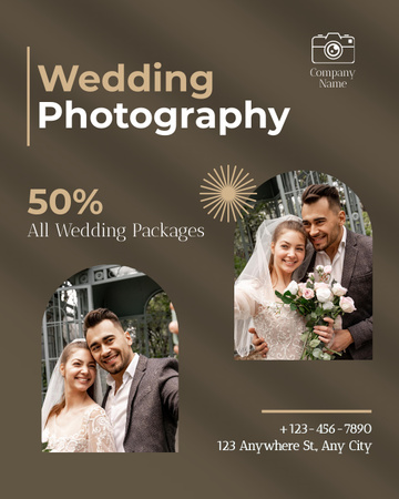 Designvorlage Rabatt auf das Hochzeitsfotografenpaket für Instagram Post Vertical