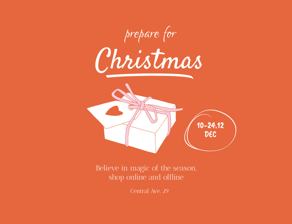 Plantilla de diseño de Festive Christmas Gift And Shopping Invitation 13.9x10.7cm Horizontal 
