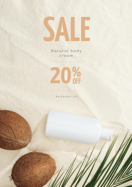Natural Cosmetics Sale on Roses frame Poster Design Template