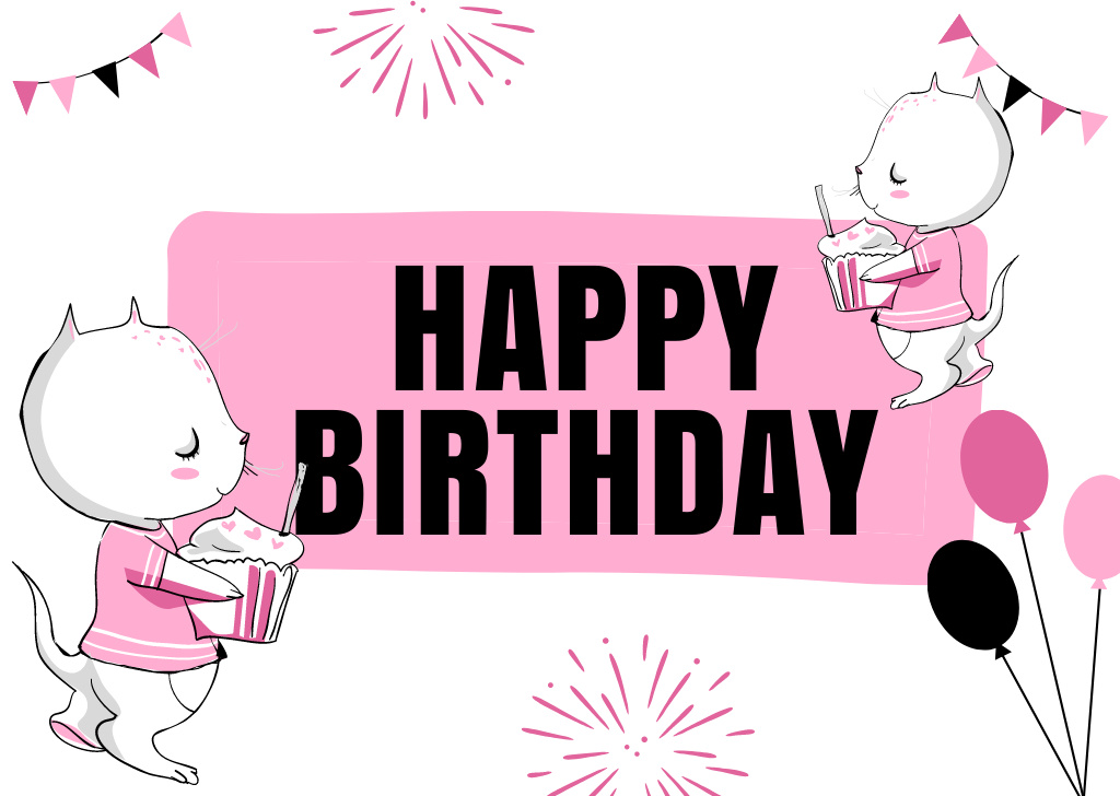 Template di design Birthday Cheers on Pink Card