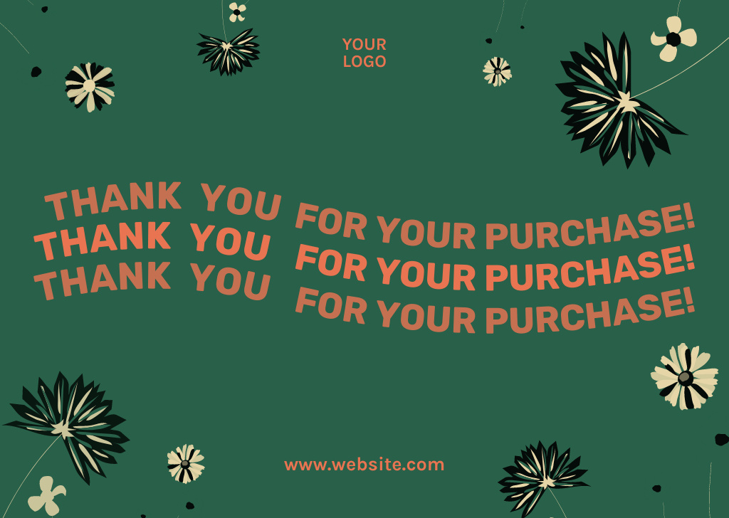 Message Thank You For Your Purchase on Green Card Design Template