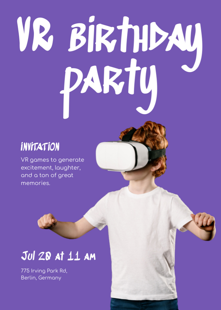 Virtual Birthday Party for Kids Invitation Modelo de Design