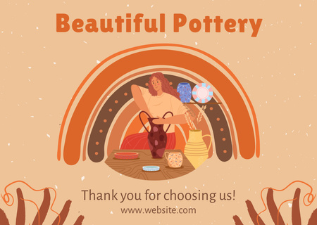 Illustrated And Beautiful Pottery Offer Card Design Template