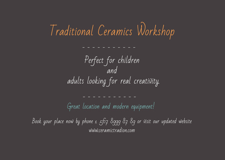 Traditional Ceramics Workshop promotion Postcard Design Template