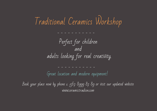 Traditional Ceramics Workshop promotion Postcard Modelo de Design