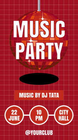 Announcement about Musical Party on Red Instagram Story Design Template
