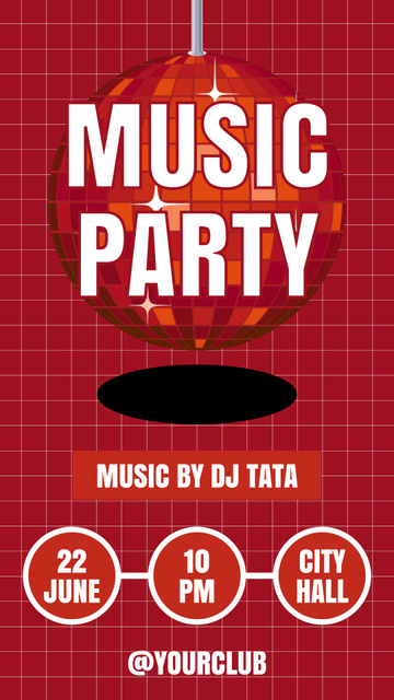 Modèle de visuel Announcement about Musical Party on Red - Instagram Story