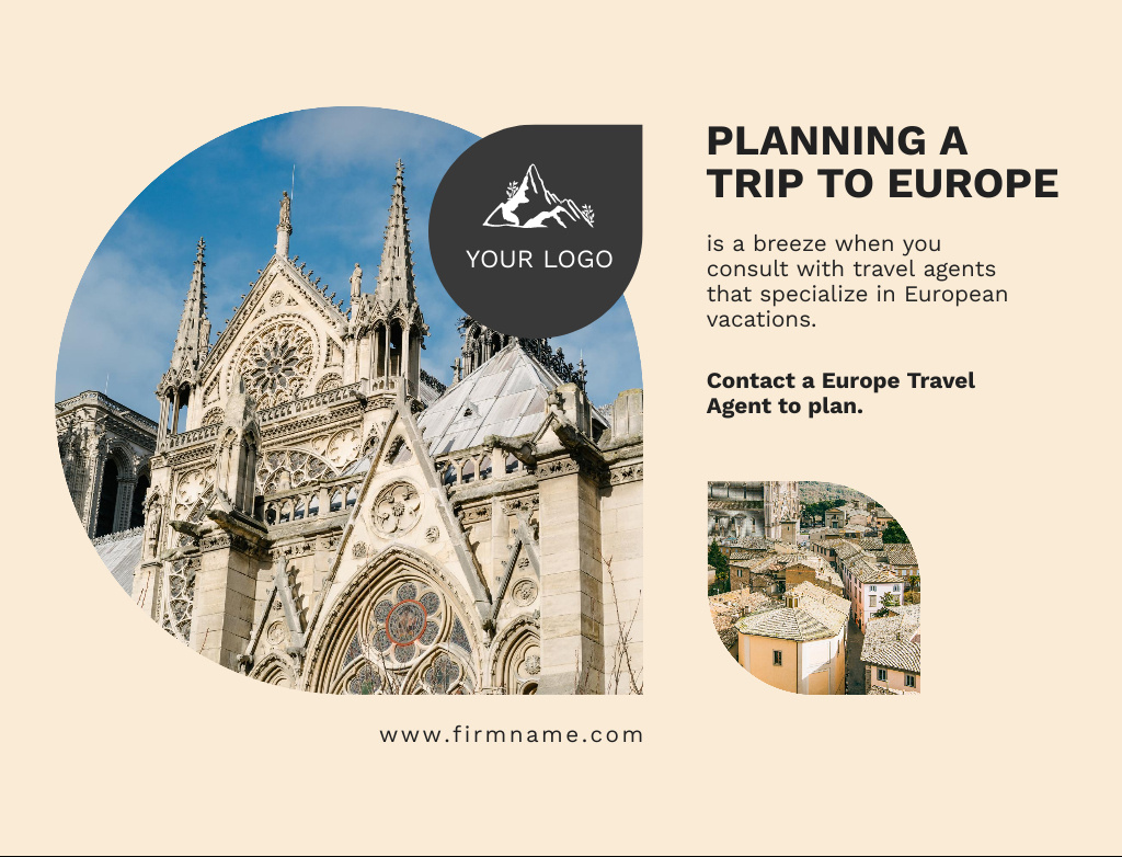 Plantilla de diseño de Trip To Europe Offer on Beige Postcard 4.2x5.5in 