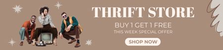 Hipsters for thrift store brown Ebay Store Billboard Design Template