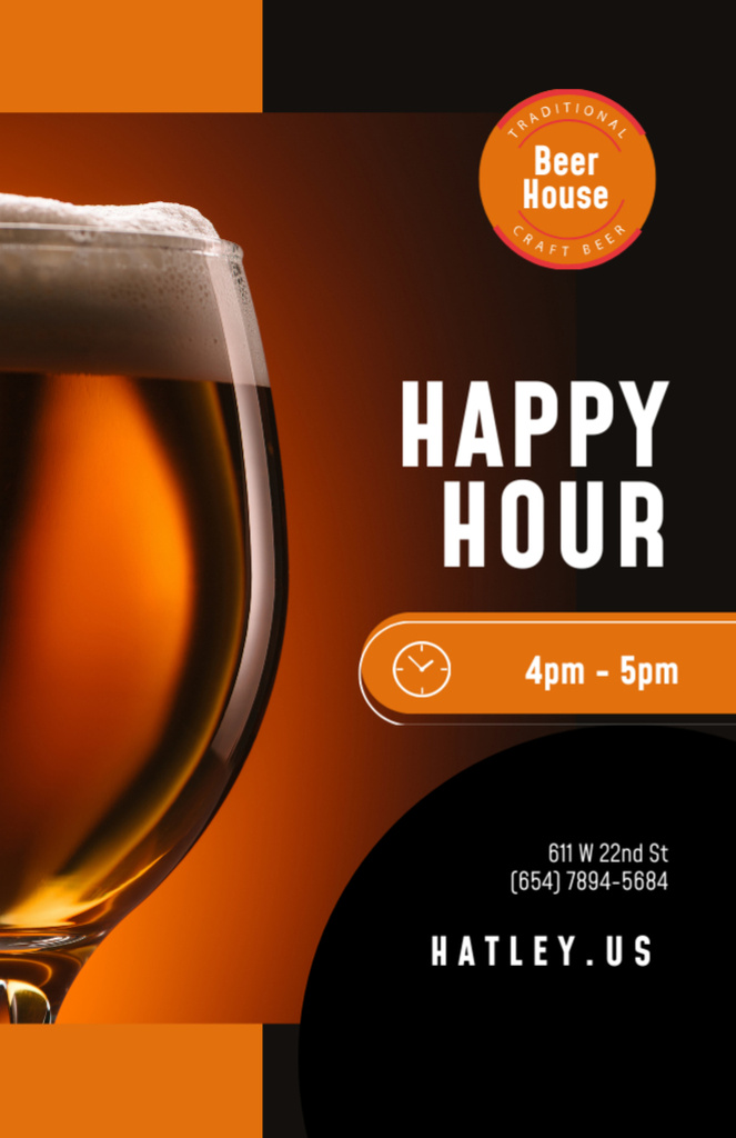 Happy Hour Promo Offer At Beer House Flyer 5.5x8.5in Tasarım Şablonu