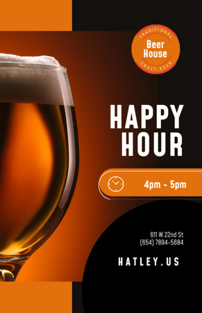 Happy Hour Promo Offer At Beer House Flyer 5.5x8.5in Design Template