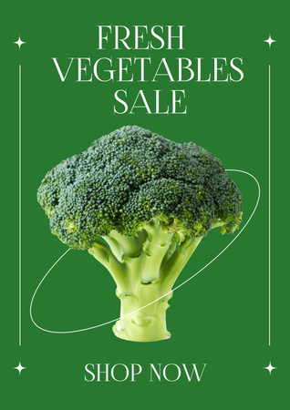 Fresh Vegetables Sale Offer In Grocery Poster Design Template