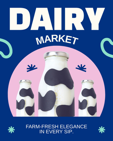 Fresh Milk at Dairy Market Instagram Post Vertical Design Template