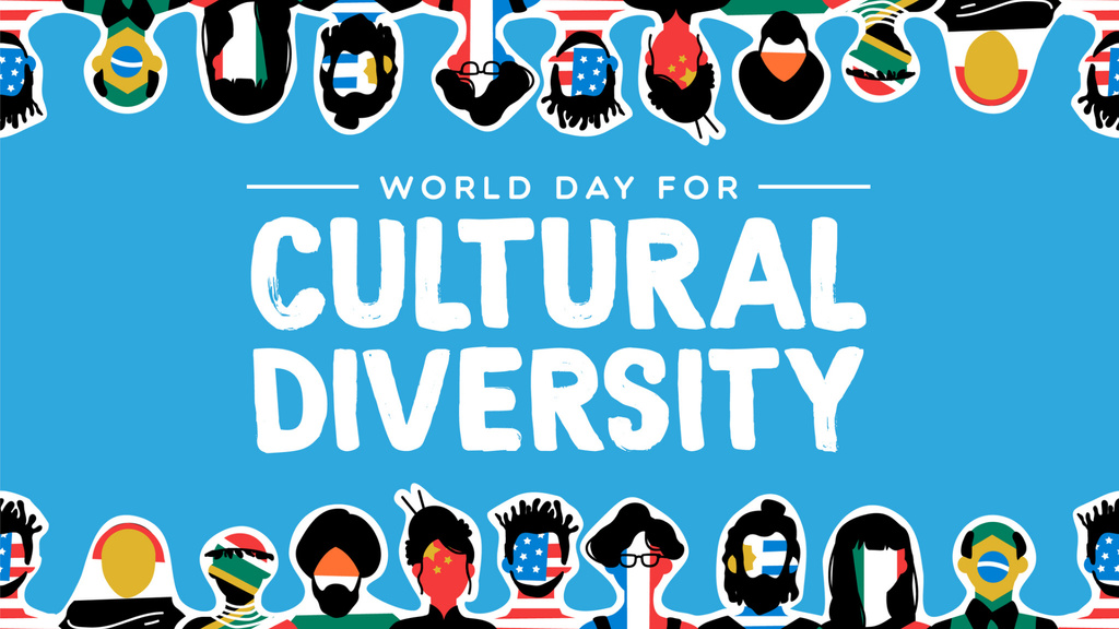 Designvorlage World Day for Cultural Diversity with People of Different Nationalities für Zoom Background