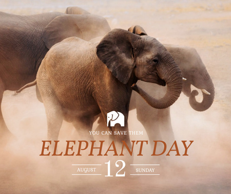 Elephant Day wild animals in habitat Facebook Design Template
