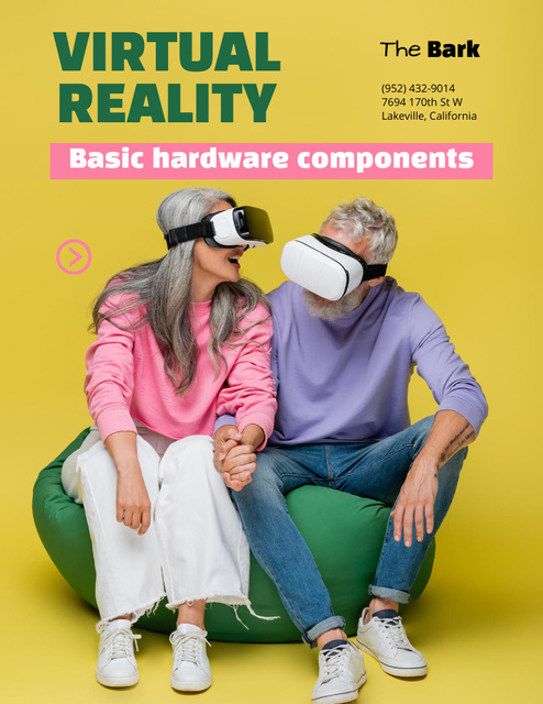 Designvorlage VR Gear Ad with Senior Couple Having Fun für Poster 8.5x11in