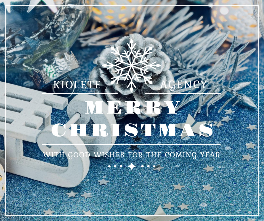 Modèle de visuel Christmas Greeting Shiny Decorations in Blue - Facebook
