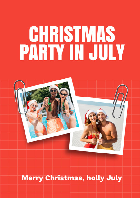 Cheerful Christmas Fun in July Near Water Pool Flyer A5デザインテンプレート