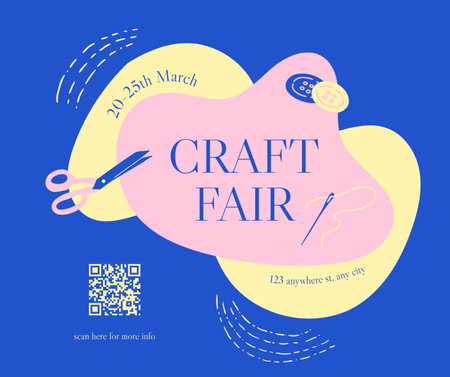 Craft Fair Invitation on Blue Facebook Design Template