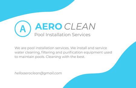Contact Details of Service for Installation of Pools Business Card 85x55mm Design Template