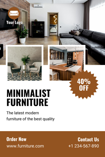 Collage with Minimalist Furniture Sale Announcement Flyer 4x6in Design Template