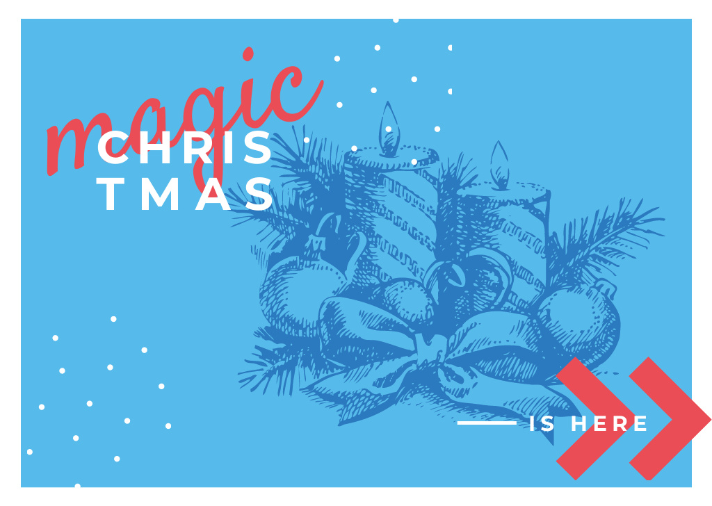 Traditional Christmas Decorations in Blue Postcard Modelo de Design