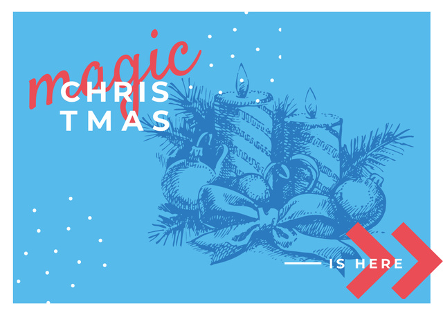 Traditional Christmas Decorations in Blue Postcard Design Template