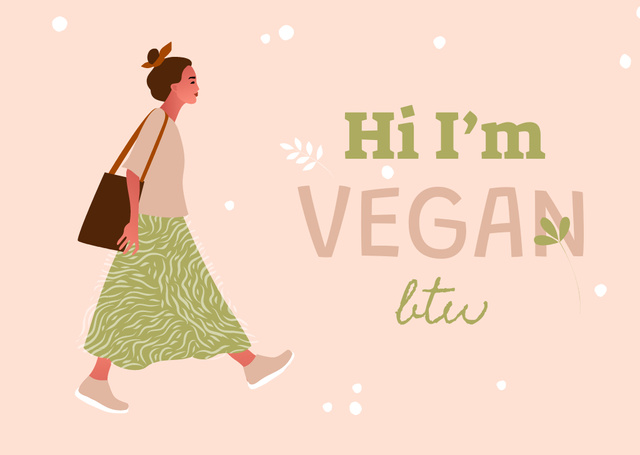 Vegan Lifestyle Concept with Stylish Woman Card – шаблон для дизайна