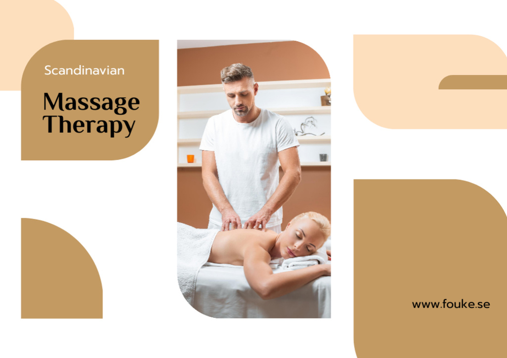 Massage Salon Ad with Relaxed Woman Flyer A5 Horizontal Design Template
