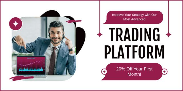 Discount for First Month of Using Stock Trading Platform Twitterデザインテンプレート